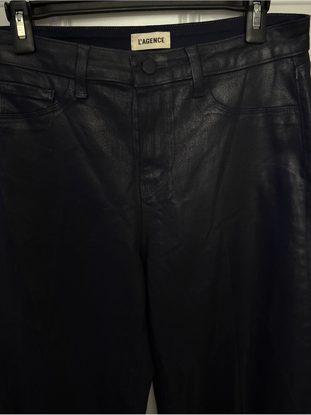 L'AGENCE Women’s Navy Blue Faux Leather Jeans